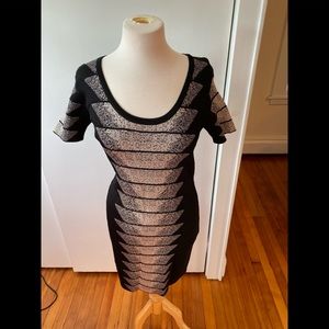 French connection black and beige band dress 10